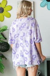 HOPELY Women's Oversized Waffle Knit T-Shirt with Stylish Print